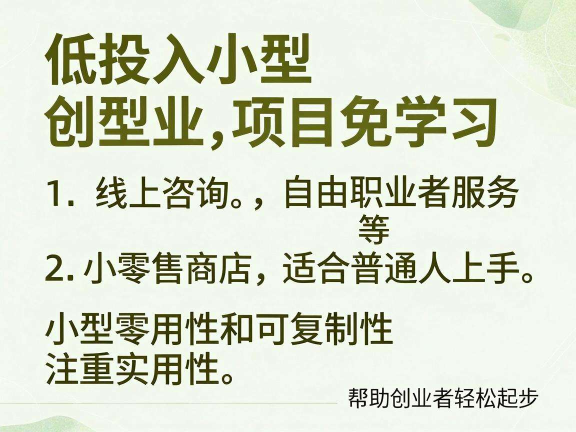 适合普通人上手的低投入小型创业项目都有哪些值得选