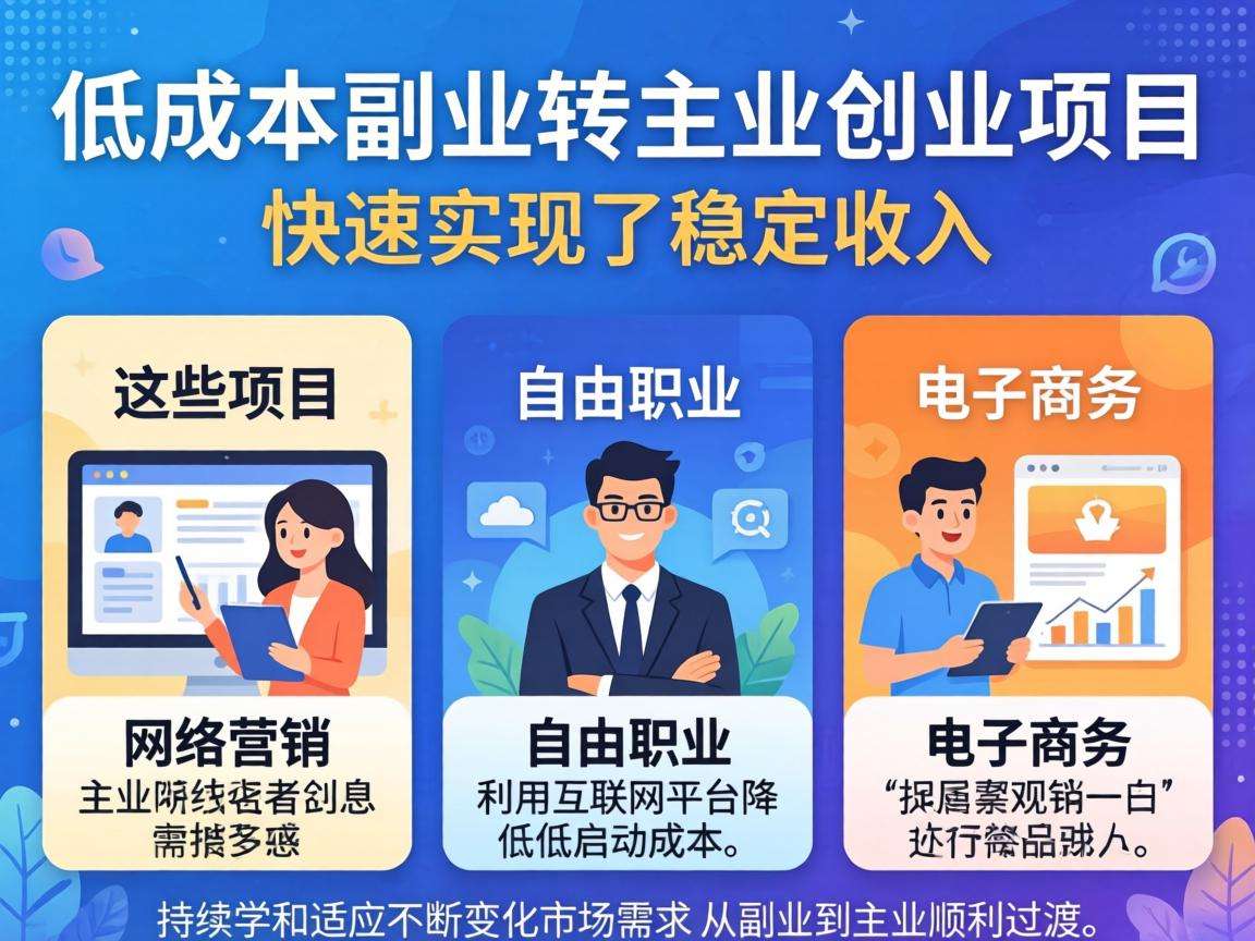 哪些副业转主业的创业项目普通人能低成本快速落地