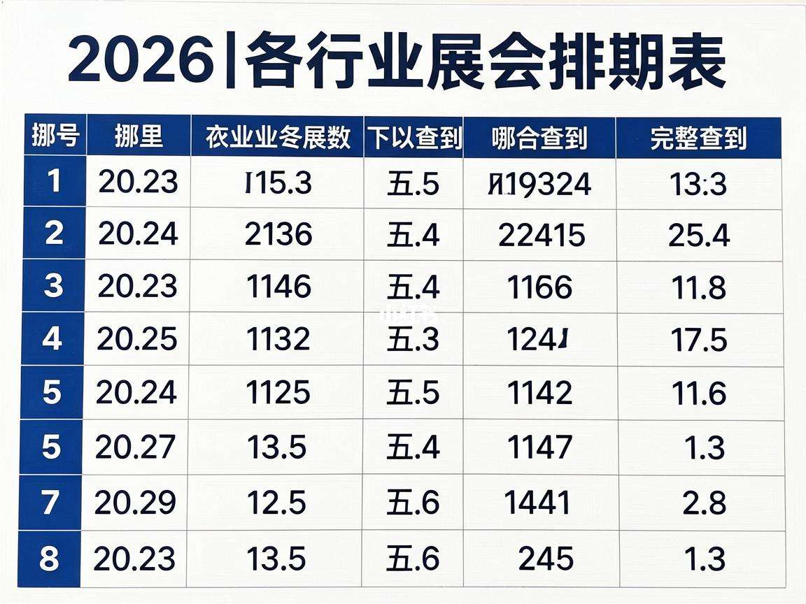 2026各行业展会排期表在哪里可以查到完整准确版本