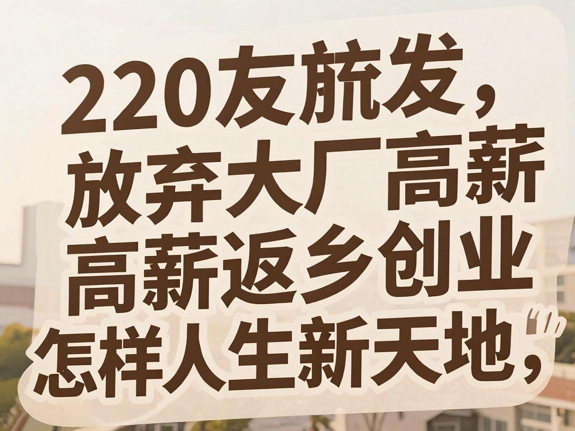 90后放弃大厂高薪返乡创业能拼出怎样的人生新天地