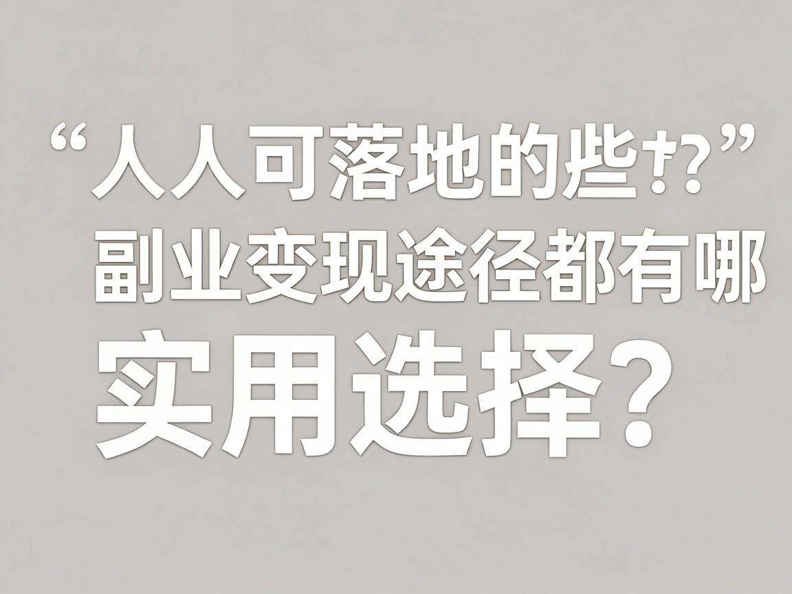 普通人可落地的副业变现途径都有哪些实用选择？