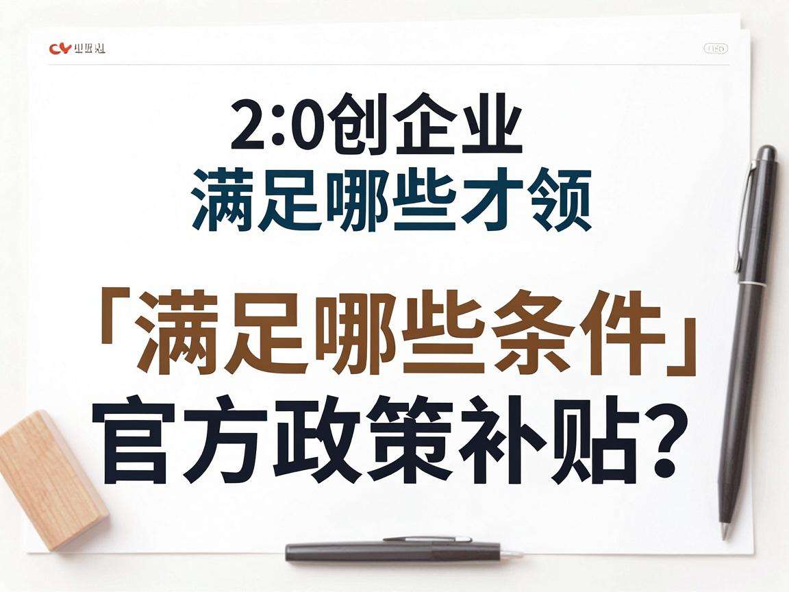 初创企业满足哪些条件才能申领官方政策补贴？