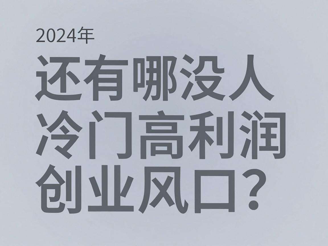 2024年还有哪些没人注意的冷门高利润创业风口？