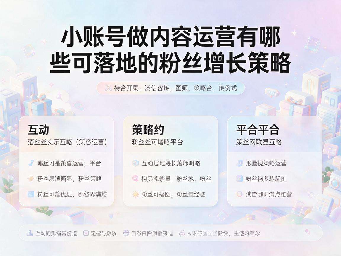 中小账号做内容运营有哪些可落地的粉丝增长策略