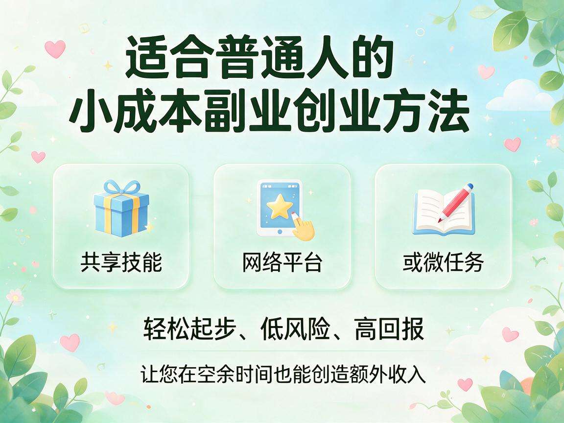 普通人低门槛起步的小成本副业创业方法有哪些？