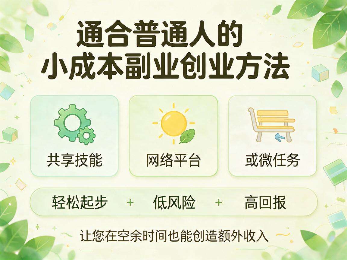 普通人低门槛起步的小成本副业创业方法有哪些？