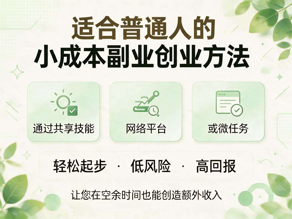 普通人低门槛起步的小成本副业创业方法有哪些？