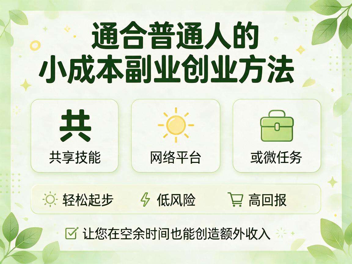 普通人低门槛起步的小成本副业创业方法有哪些？